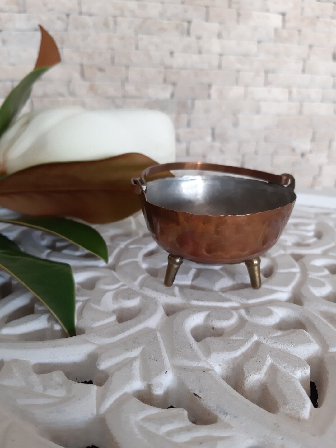 Three Leg Copper Bowl Decorative Copper Bowl Rustic Copper Etsy