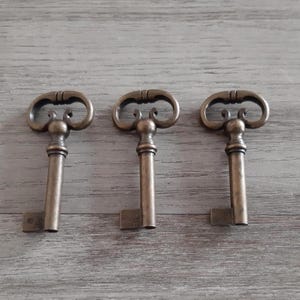 3er Set Messing Skelett Schlüssel, Sammler Schlüssel, Vintage Schlüssel, Steampunk Schlüssel.