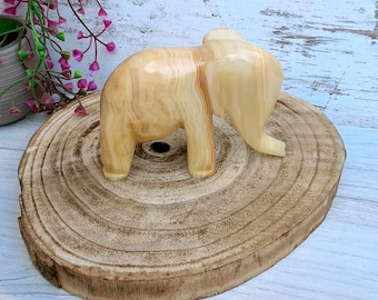 大理石　象の置物 インド】ホワイト大理石 象の置物（鼻の向き 上） :: インド :: アジア