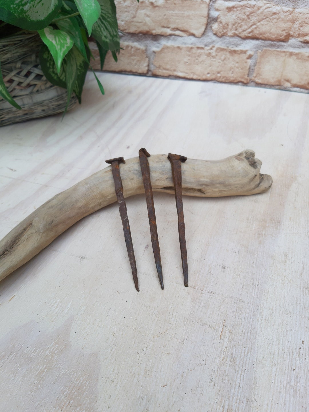 Vintage Wrought Iron Nails Large Iron Nails Blacksmith Etsy