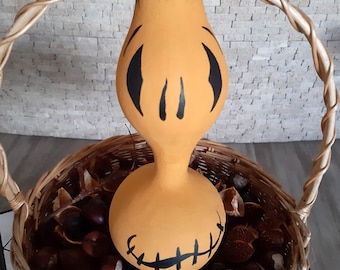 Painted gourd, Halloween pumpkin, pumpkin decor.