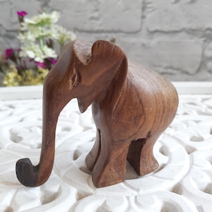 Vintage wooden figure of  elephant,wood figure,Carved elephant.