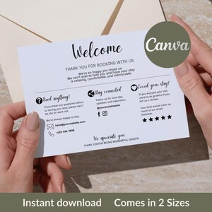 Editable Airbnb Thank You Card for Guests, Canva Welcome Template with QR Code, VRBO Vacation Rental Review Insert