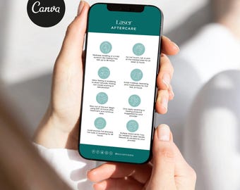 Laser Aftercare Card Template Canva | Editable Laser Care Card, Post Treatment Guide, Facial Treatment Care Card
