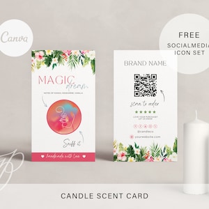Tropical Candle Scent Card Template, Scent Tester Card, Editable Wax Melt Sampler Card, DIY Fragrance Smell Card, Candle Samples Insert Card