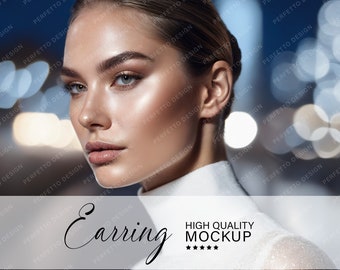 Earring Model Stock Photo | Jewelry Model | Jewelry Model Display | Earrings Mockup | AI Photo | High-Resolution Digital Download Photo