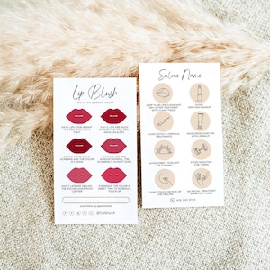 Plantilla de instrucciones para el cuidado posterior del rubor de labios PMU / Etapas de curación del rubor de labios editables / Tarjeta de cuidado de negocios de belleza / Tarjeta de cuidado de maquillaje permanente