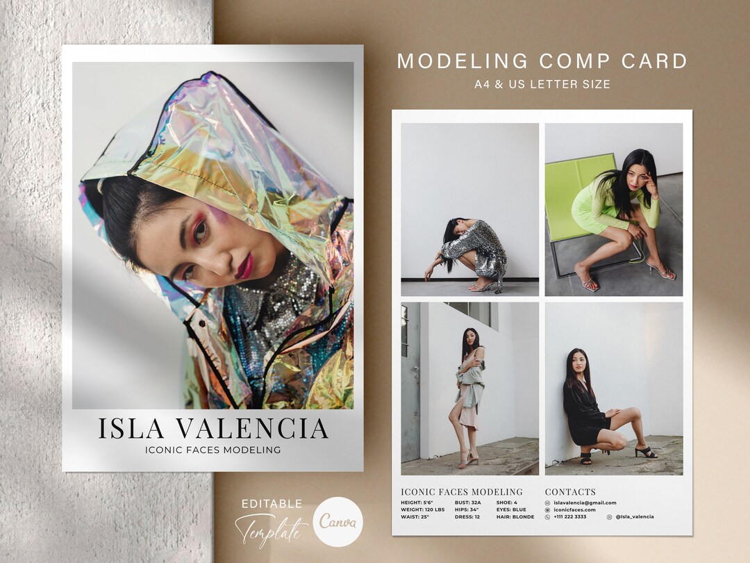 Model Comp Card | Fashion Model Zed Card | Canva Template | Model ...