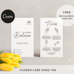 Istruzioni per la cura del bouquet/Cartellino per fiori/Set di biglietti per fiorista/Carta per la cura delle piante/Cura dei fiori freschi - Etichetta floreale