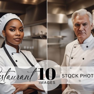 10 Imagens de Stock de Funcionários de Restaurantes e Cafés | Anúncio de Mídias Sociais do Site | Foto de Stock de Chefe | Foto de IA de Garçonete | Fotos de Stock de Garçom