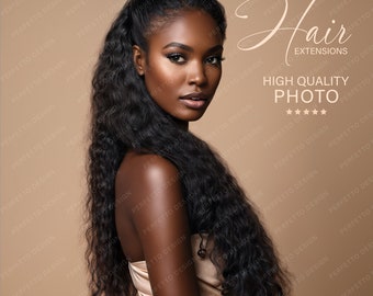 Hair Extensions Stock Image | Hair Extensions Model | Beauty Stock Photo | Hair Stock Photo Wig Model | African Model AI Photo