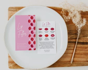 Lip Filler Aftercare Instructions Template | Editable Lip Filler Healing Stages | Beauty Business Care Card | DIY Filler Injection Care Card