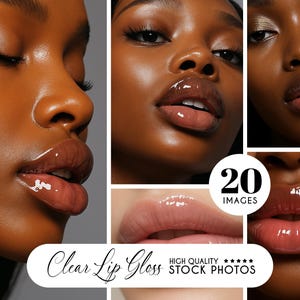 20 lipgloss stockfoto&#39;s, Afro-Amerikaans, Cosmetica Website Modelfoto&#39;s, Make-upmodel, Beauty stockfoto&#39;s, Lipgloss AI-modellen