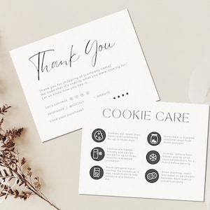Tarjeta de cuidado de galletas, nota de agradecimiento para el cliente, etiqueta de galletas, instrucciones para galletas, tarjeta de cuidado de pasteles, inserto de pedido de galletas, cuidado de galletas móvil