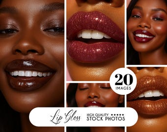 20 Lip Gloss Stock Stock Images | Cosmetics Website Model Photos | Lip Gloss Business Models | Makeup Branding | Makeup Model AI Photos Ads