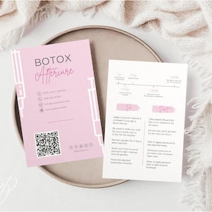 Modelli di schede modificabili per la cura post-trattamento con Botox, download immediato, cura post-trattamento con iniezione, guida Canva Face Do Don't, cronologia del Botox, salone di bellezza