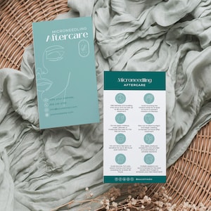 de Carte de visite pour microneedling | Carte modifiable de soins pour le stylo, guide post-traitement, carte de soins pour le soin du visage