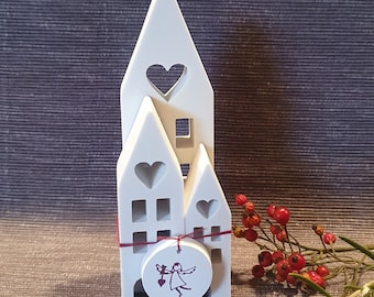 Set of 3 small / tiny light houses - heart houses / hearty / houses with heart / gift / souvenir