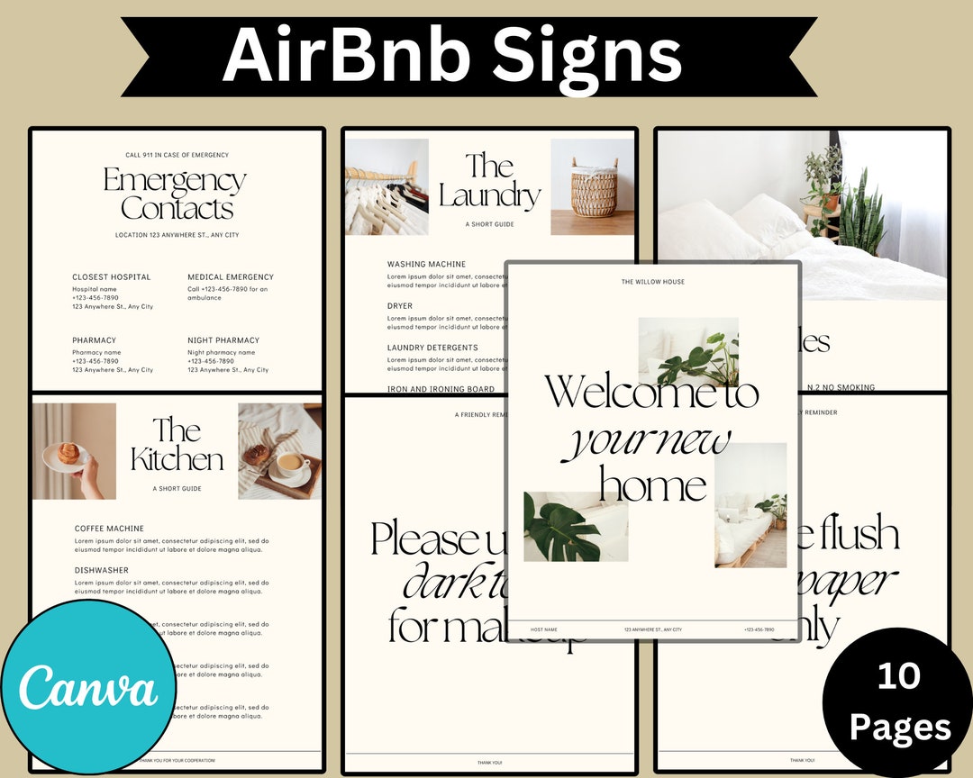 Airbnb Signs Bundle Airbnb Host Bundle Welcome Book Template Airbnb ...
