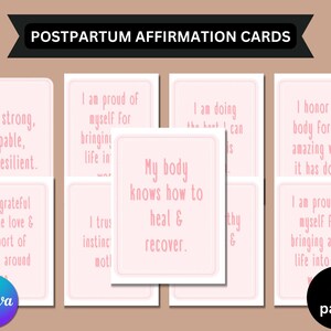 Postpartum-bevestigingskaarten voor nieuwe moeders – 64 afdrukbare bewerkbare positieve kaarten | Cadeau geestelijke gezondheid en zelfzorg | Direct downloaden