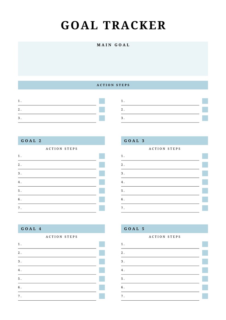 Goal Planner Printable – Step-by-step Goal Setting PDF | Habit Tracker ...