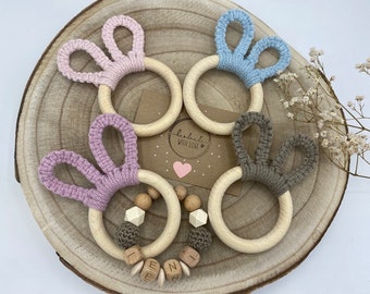 Grasping toy with rabbit ears I Personalization I Handmade crochet bead I many colors