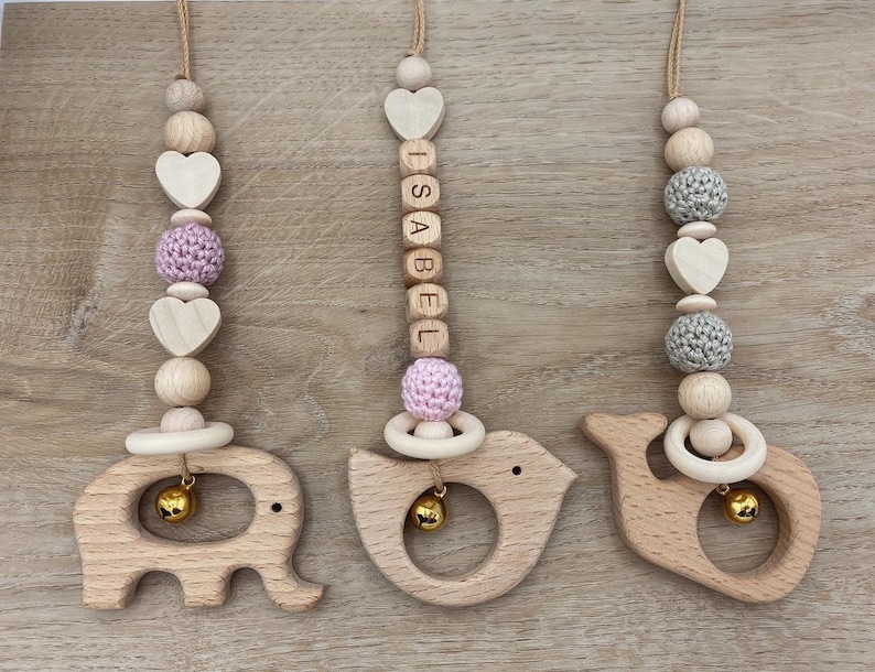 Pendant for baby seat I Maxi-Cosi pendant I stroller chain, personalized, many animals, many colors, handmade image 7