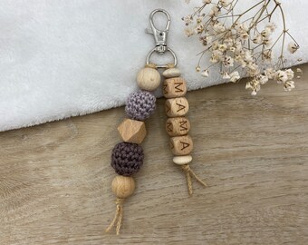 Personalized keychain I Handmade crochet bead I Gift packaging