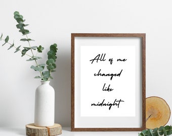 All of me changed like midnight, Taylor Swift Prints, Midnight Rain Print, Taylor Swift Decor
