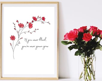 The 1 / If you never bleed, you're never gonna grow / Taylor Swift Wall Art / Taylor Swift Quotes / Taylor Swift Prints