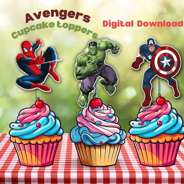 Marvel Avengers Cupcake Topper, Cake Toppers, Decoration, Instant Digital Download, PRINTABLE