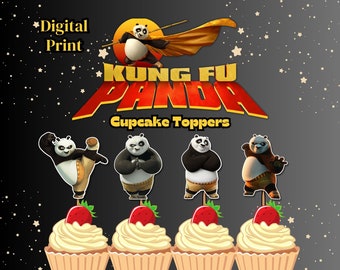 Kung Fu Panda Cupcake Topper, Cake Toppers, Decoration, Instant Digital Download, PRINTABLE
