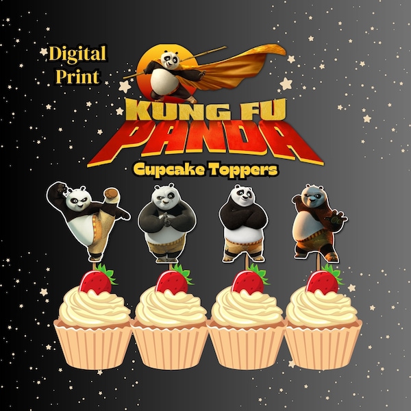 Kung Fu Panda Cupcake Topper, Cake Toppers, Decoration, Instant Digital Download, PRINTABLE