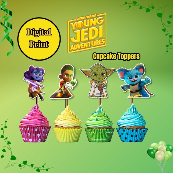 Star war young jedi adventures Cupcake Topper, Cake Toppers, Decoration, Instant Digital Download, PRINTABLE