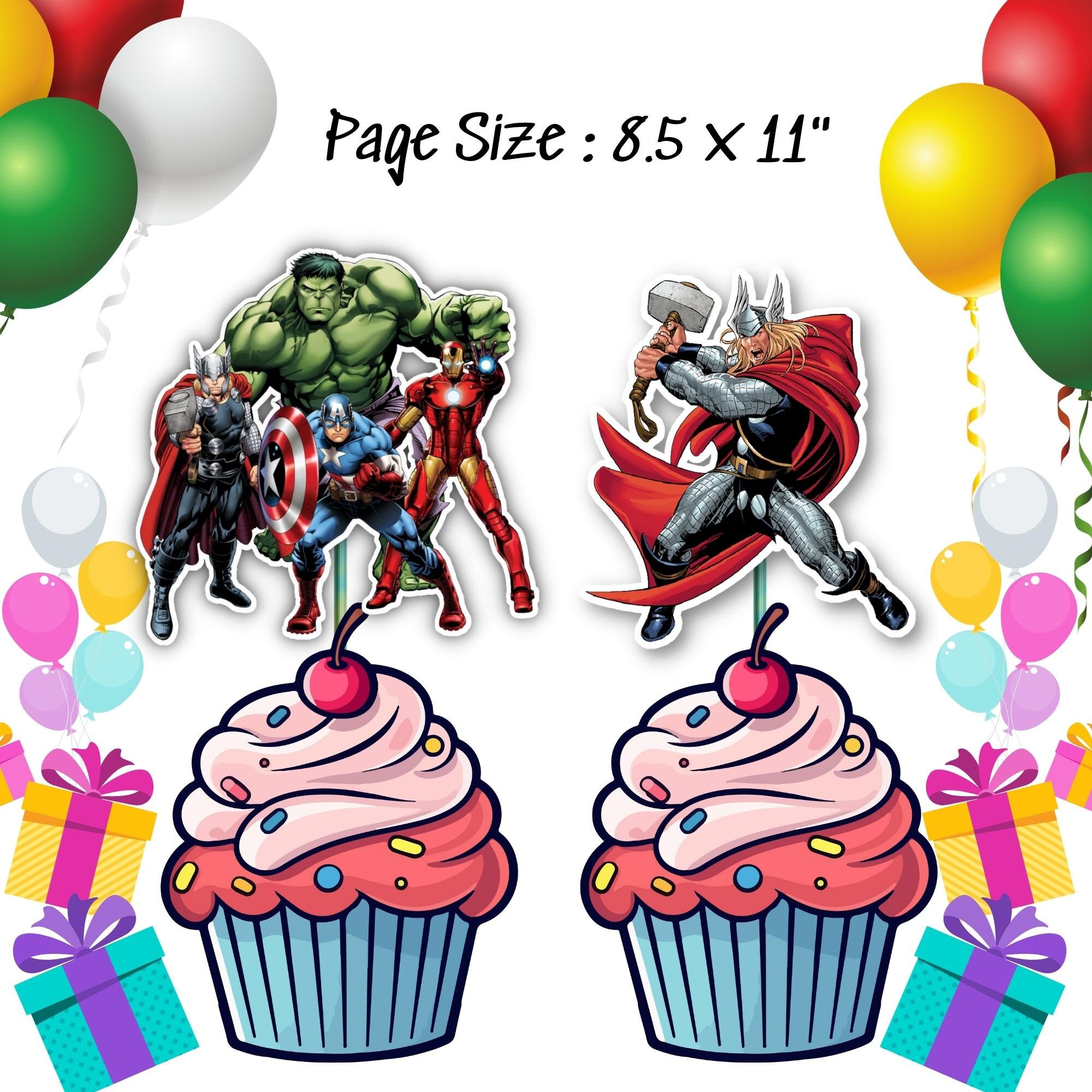 Marvel Avengers Cupcake Topper, Cake Toppers, Decoration, Instant ...