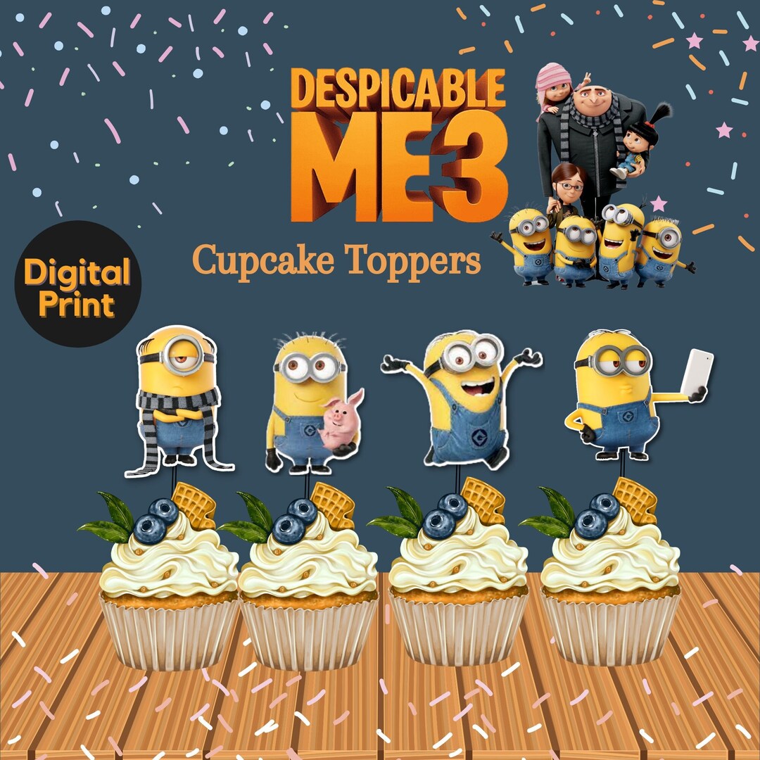 Despicable Me Cupcake Topper, Cake Toppers, Decoration, Instant Digital ...