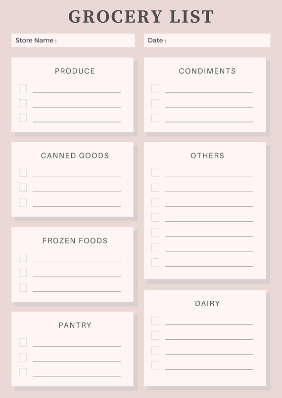 Printable Master Grocery List Kitchen PDF Printable Etsy