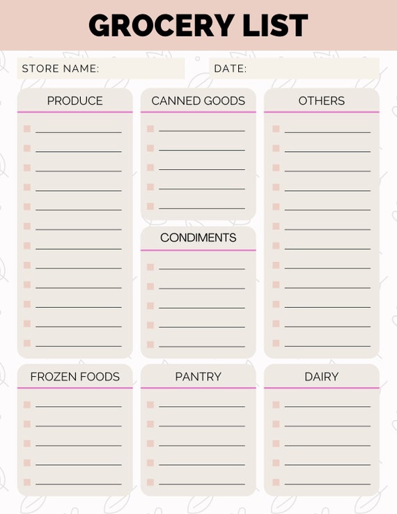 printable master grocery list kitchen pdf printable etsy ireland