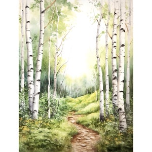 Aspen Trees Watercolor Fine Art Large Poster Print Home Decor Gift Art