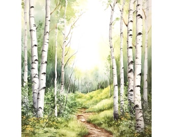 Aquarell-Kunstdruck „Espen“ – Großformatiges Poster – Dekoration für Zuhause – Geschenkidee