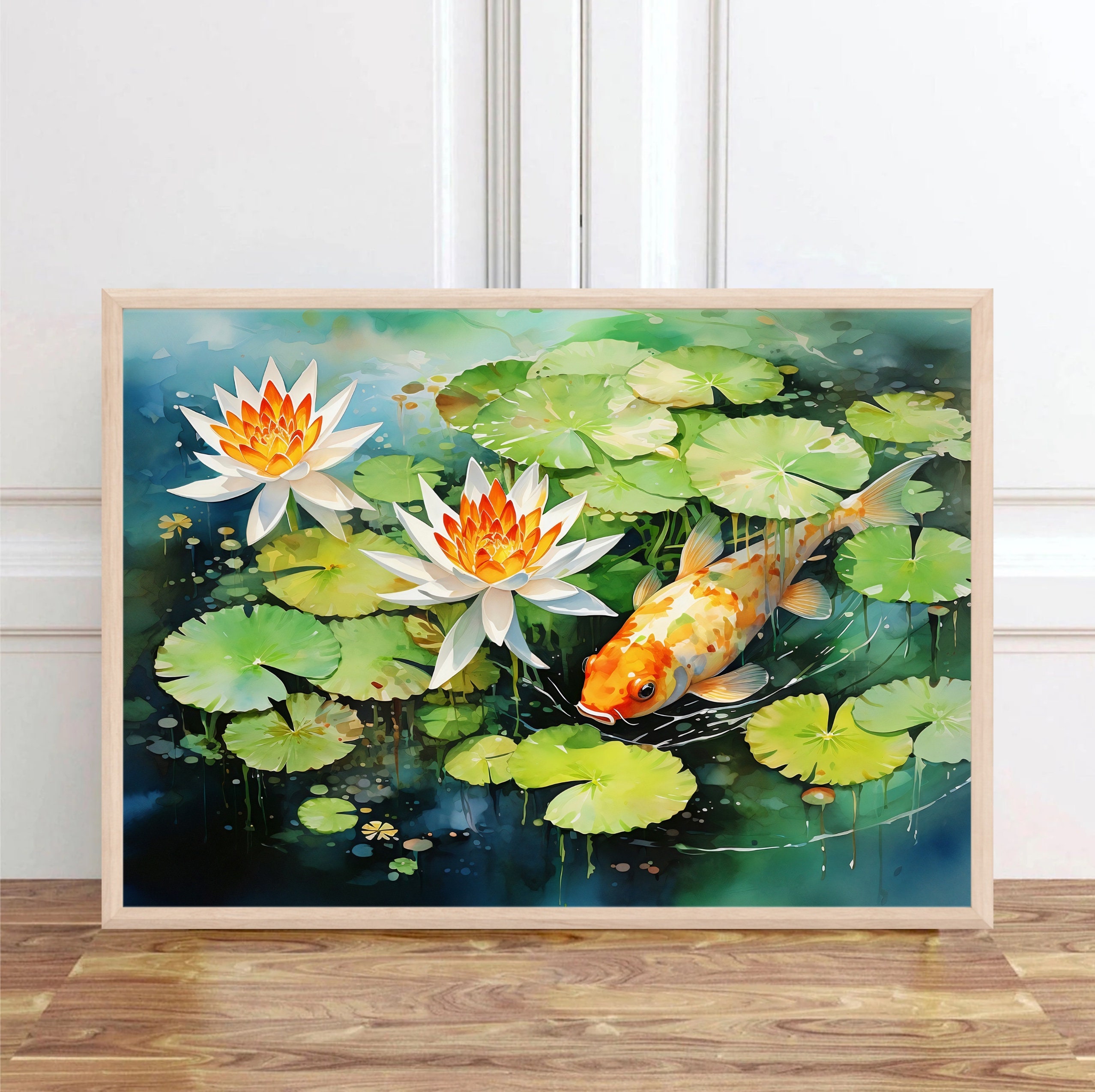 Koi Fish Watercolor Painting: Japanese Wall Art Print - Etsy