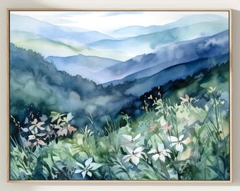 Blue Ridge Mountains Painting Art Print - Appalachian Forest Wall Art - Nature Lover Gift