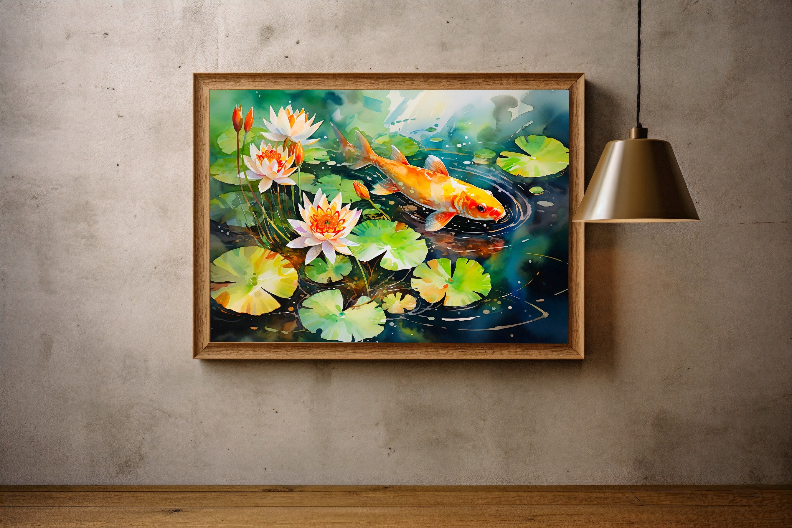 Koi Fish Watercolor Painting: Japanese Wall Art Print - Etsy