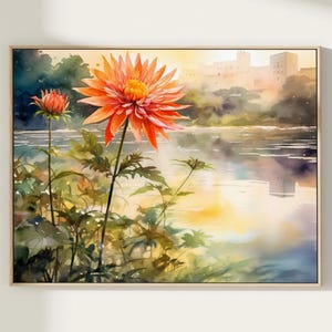 Watercolor Landscape Painting Art Print - Flowers Art - Watercolor Landscape - Landscape Painting - Landscape Art - Landscape Art Print