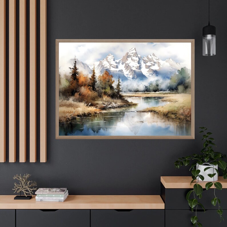 Grand Teton National Park Art Print: Watercolor Landscape Painting ...