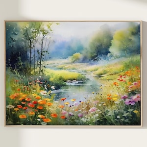 Watercolor Landscape Painting Art Print
