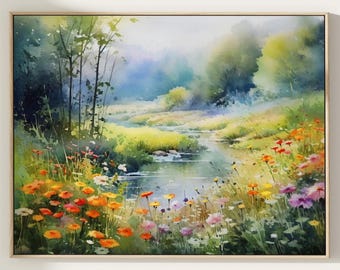 Watercolor Landscape Painting Art Print