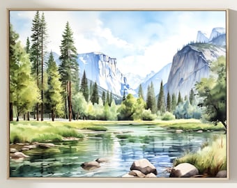 Yosemite National Park USA watercolor painting art print