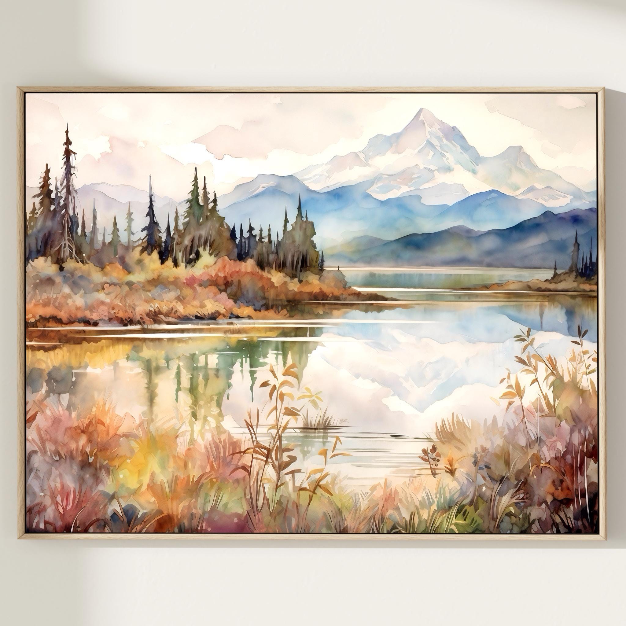 Denali National Park Travel Art Print, Watercolor Wall Art