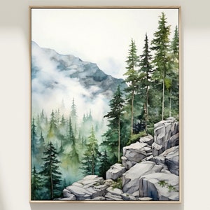 Banff National Park Print, Canada Landscape Wall Art Print, Painting of Mountains, Travel Gift Original Watercolor Print, World Traveler Art